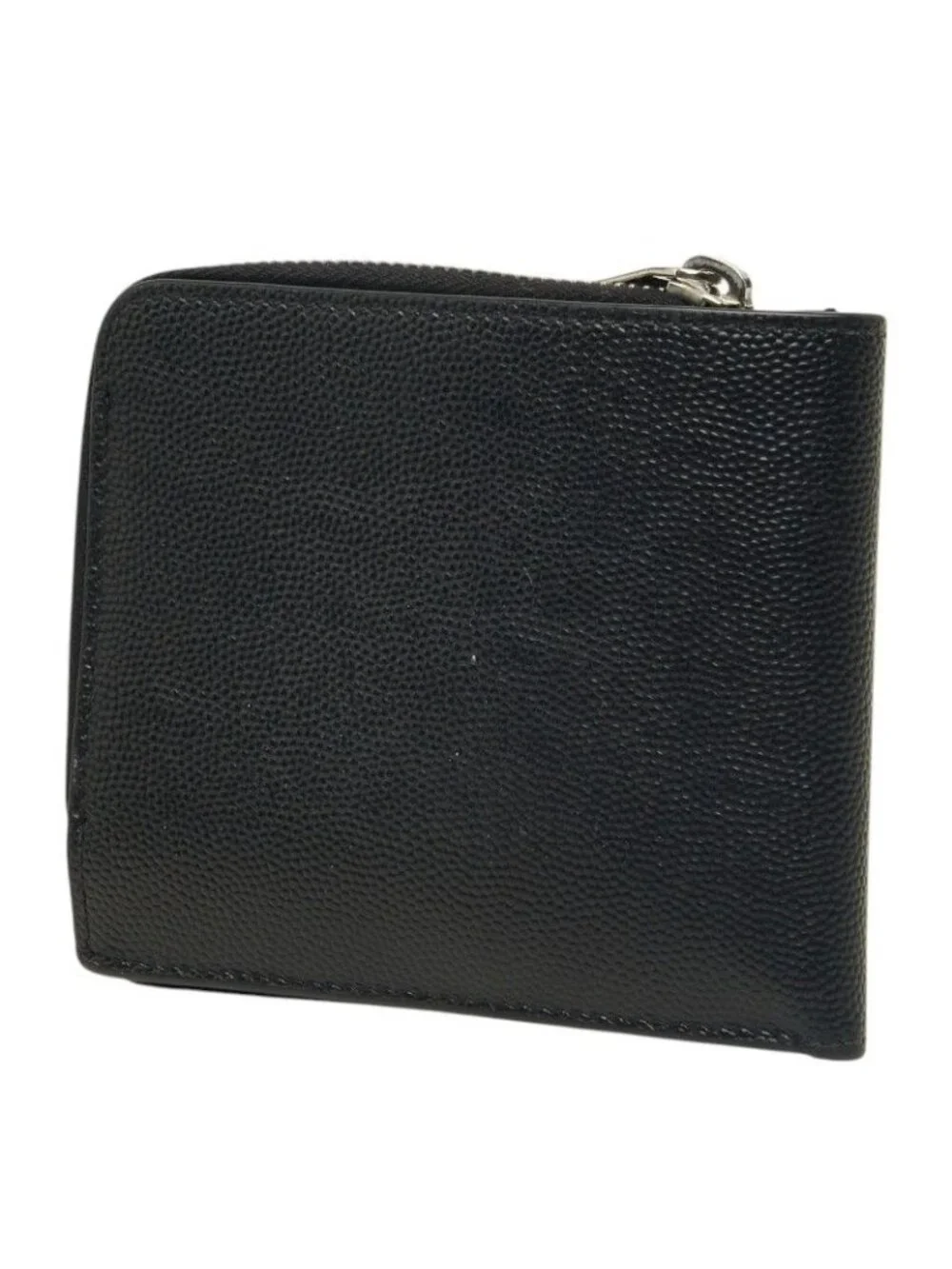Saint Laurent East West Zip Wallet Bifold Compact Black Leather